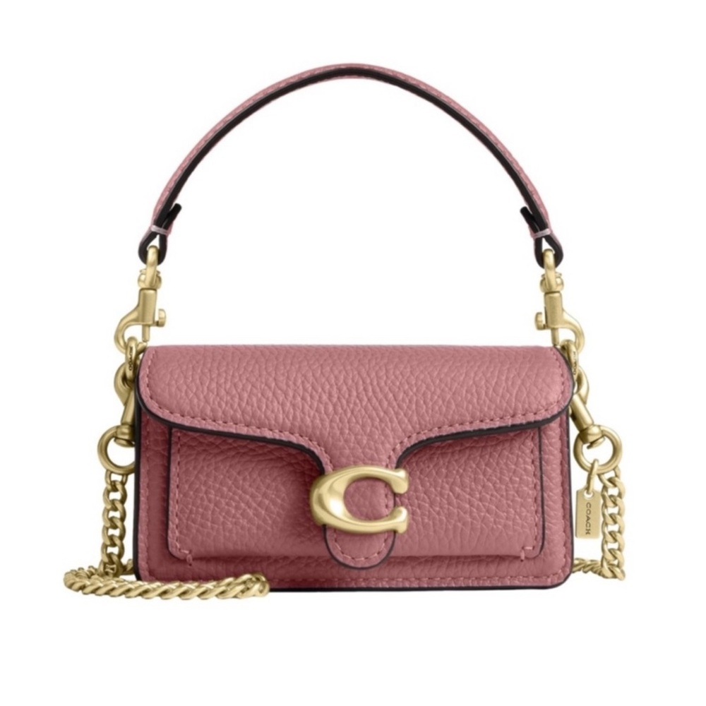 Coach Rose Mini Tabby Bag Charm with Gold Accents - New
